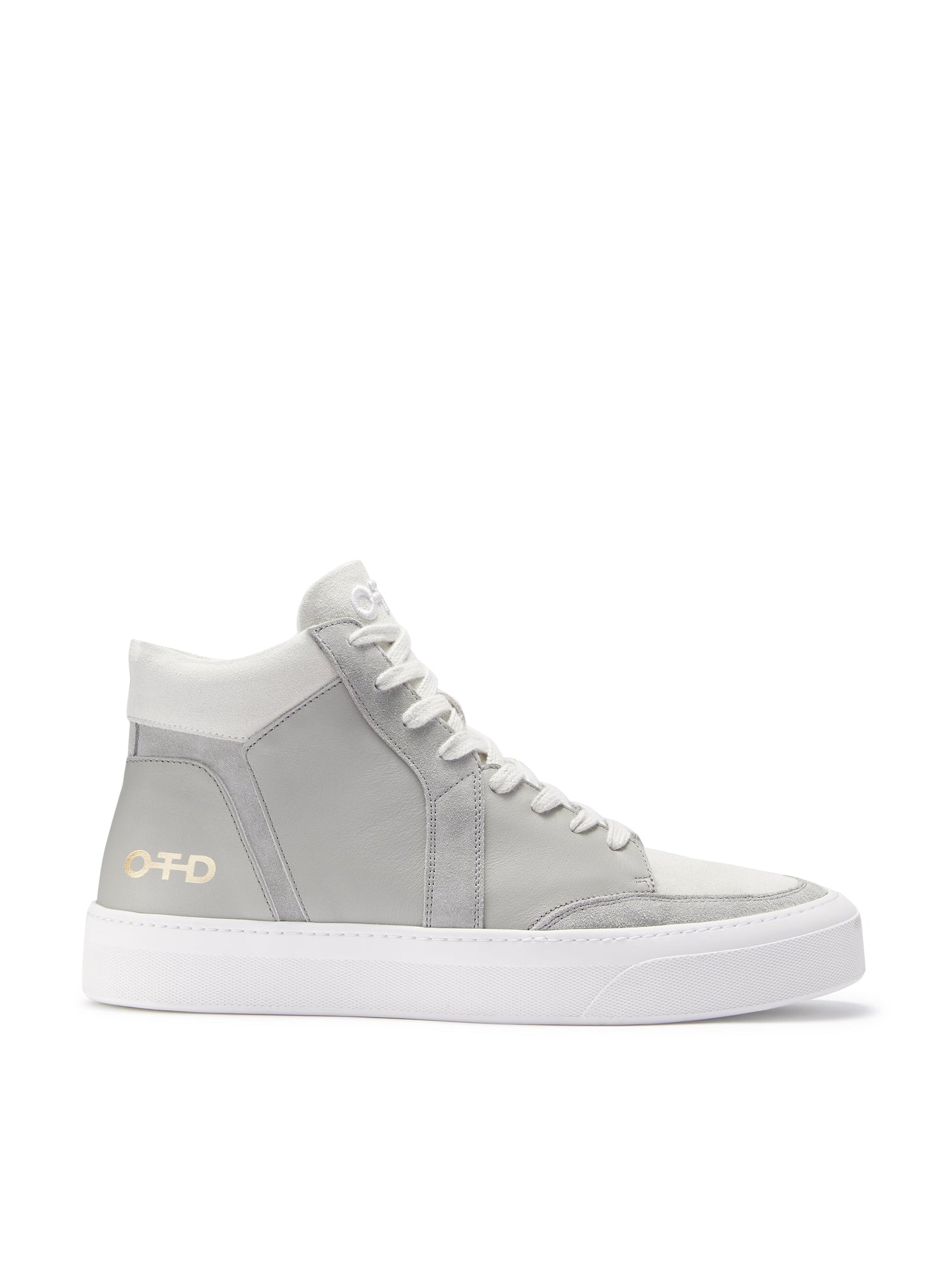 Leather Mid Top Sneaker (Light Grey)-0