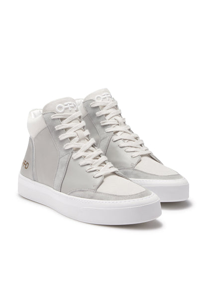 Leather Mid Top Sneaker (Light Grey)-1