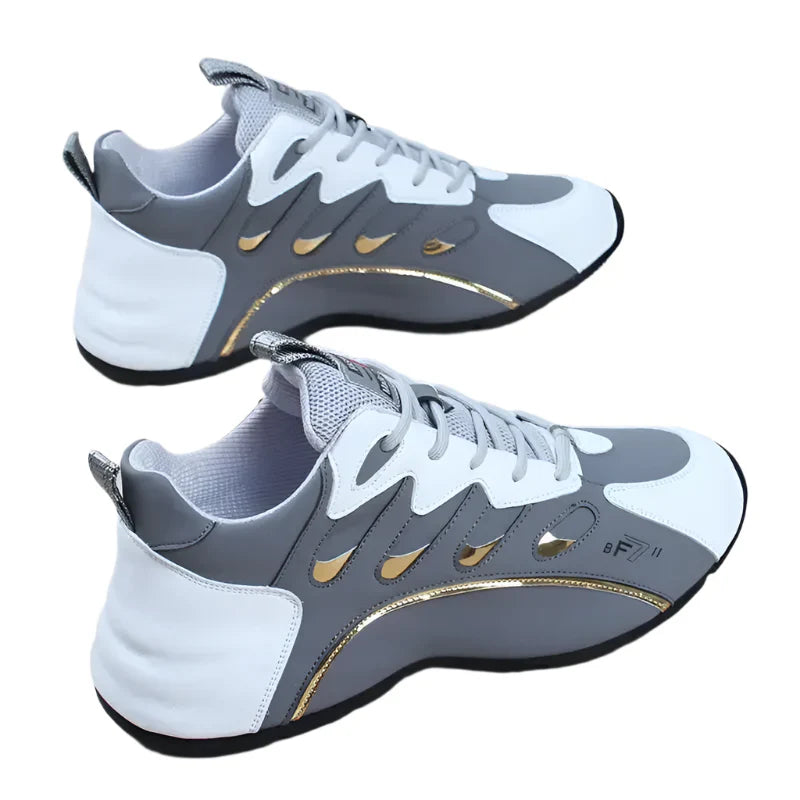 Mens Casual Vulcanized Sneakers Lightweight Breathable Shoes (Gray)-0
