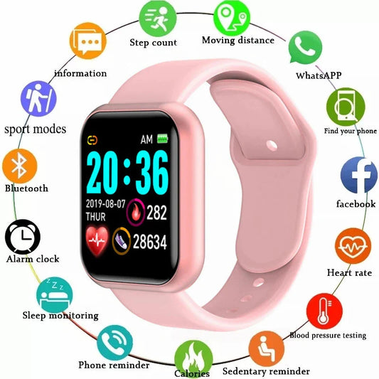 Multifunctional Smart Watch Men Women Bluetooth Connected Phone Music Fitness Sports Bracelet Sleep Monitor Y68 Smartwatch D20-0