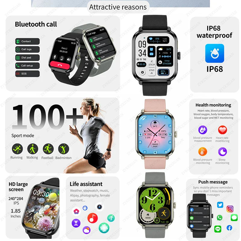 Smart Bluetooth Fitness Tracker Watch with Voice Assistant and Magnetic Charging-4