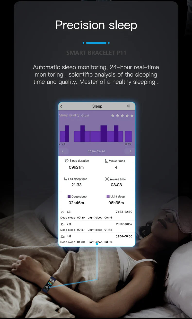 NNEOBA ECG PPG Smart Wristband Fitness Tracke Blue-4