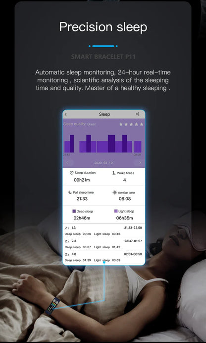 NNEOBA ECG PPG Smart Wristband Fitness Tracke Blue-4