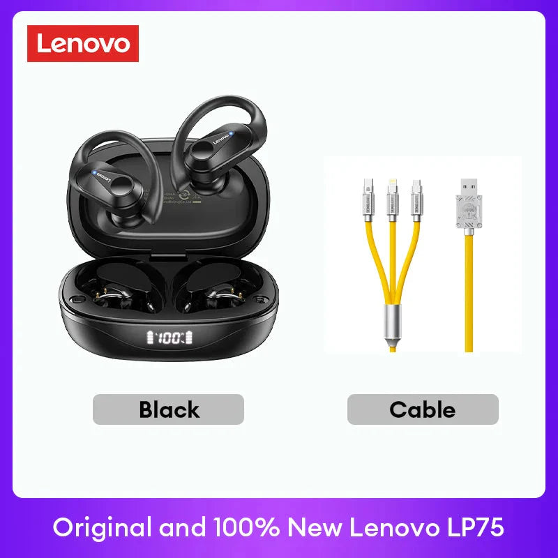 Original Lenovo LP75 TWS Bluetooth V5.3 Headphones Wireless LED Digital Display Earphones Noise Reduction Waterproof Headset New-13