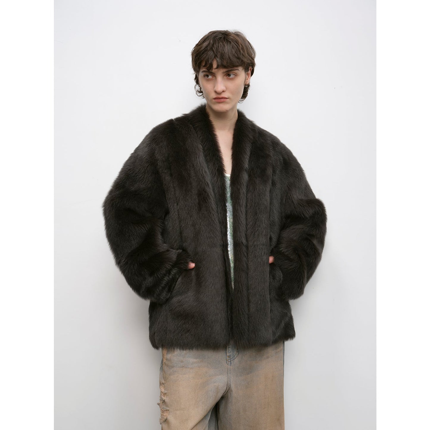 "Winter Love Island"Tuscan fur one-piece coat women's long hanging collar straight fur coat-4