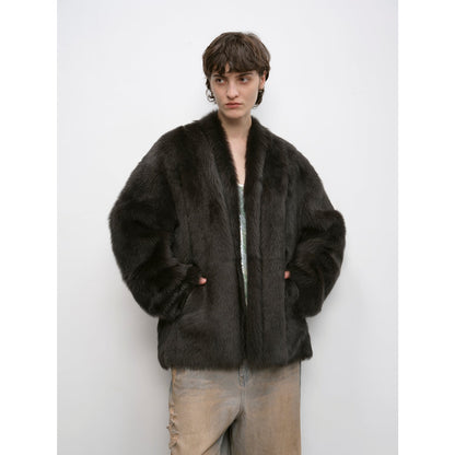 "Winter Love Island"Tuscan fur one-piece coat women's long hanging collar straight fur coat-4