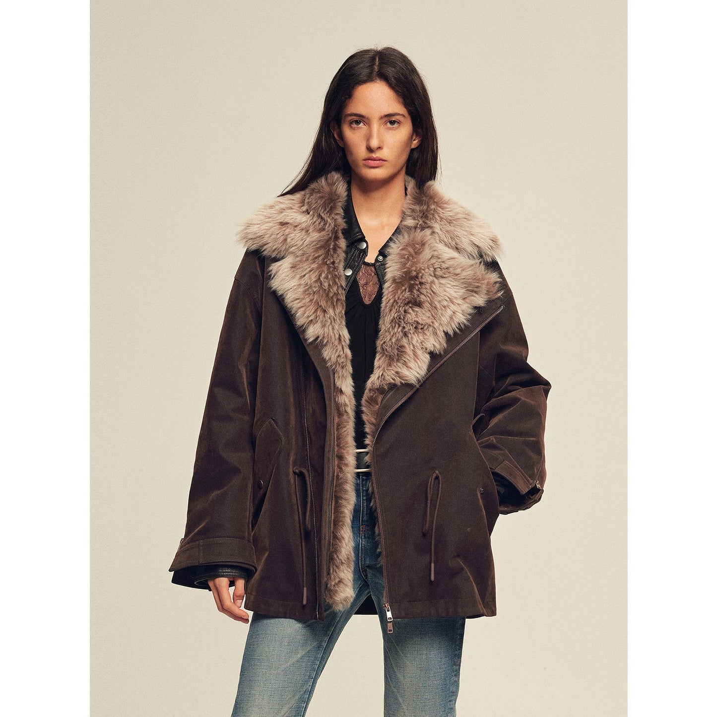 Firelady Women's Sheepskin Parka coat with Two-Tone Toscana Coyote Fur Collar“Wilderness Parka”-1