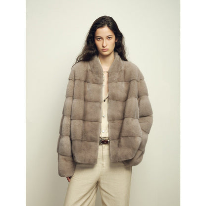 Fireladyfur Women's Purple Label Mink Coat | Horizontal Spine Tailoring | Mink Fur Outerwear“Legacy Mink”-1