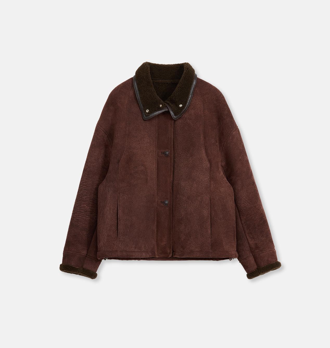 Fireladyfur Women's Shearling Coat - Merino Wool Stand-Up Fur Collar Knight's Contract-5