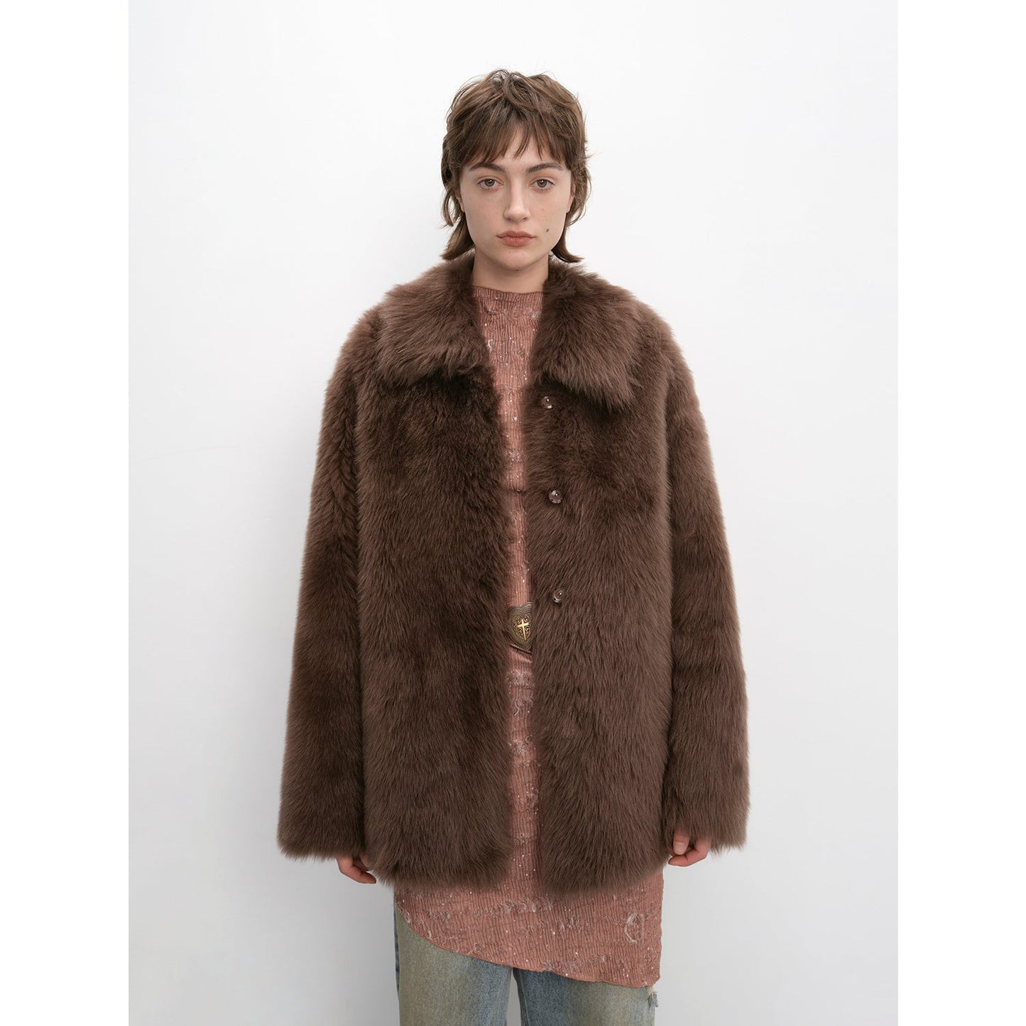 "Autumn Exclusive" Imported Tuscan sheepskin short lapel fur coat-6