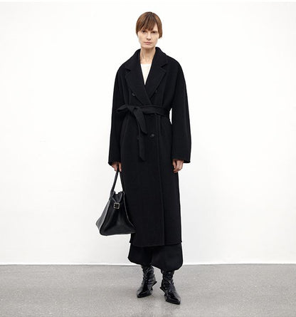 "Desert Mirage"Double-Breasted Coat with Shoulder Seam and Slight Cocoon Shape-5