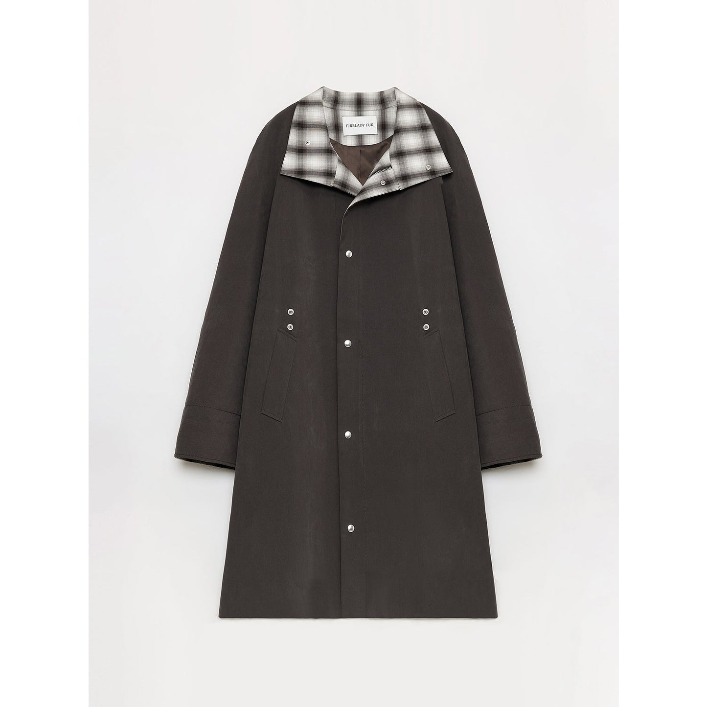 "Urban Island" Retro Plaid Mid-Length Workwear Lapel Trench Coat-6