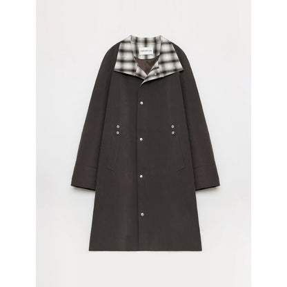 "Urban Island" Retro Plaid Mid-Length Workwear Lapel Trench Coat-6