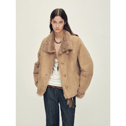 Firelady Fur Women’s Shearling Coat Crafted with Italian Contrast Suede & Tuscan Shearling“Winter Mochi”-1