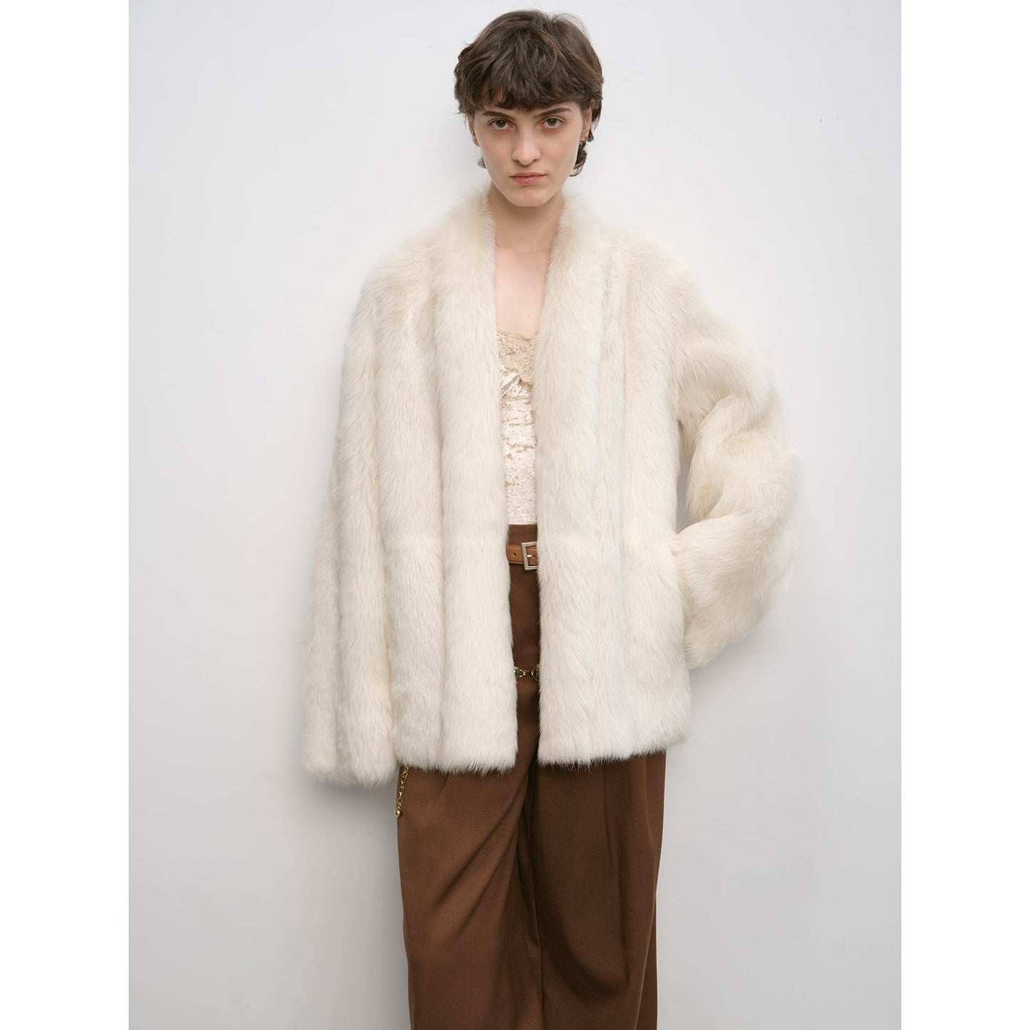"Winter Love Island"Tuscan fur one-piece coat women's long hanging collar straight fur coat-5
