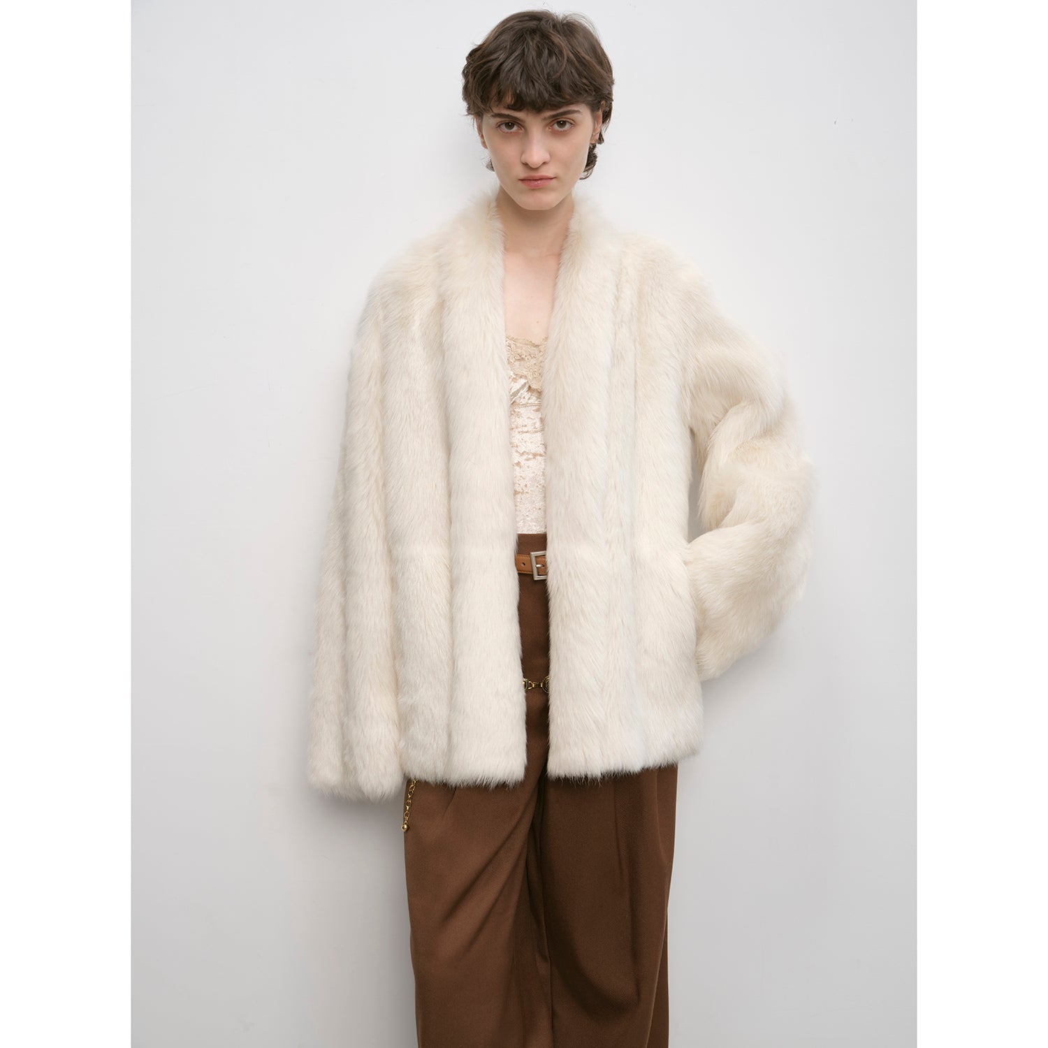 "Winter Love Island"Tuscan fur one-piece coat women's long hanging collar straight fur coat-5