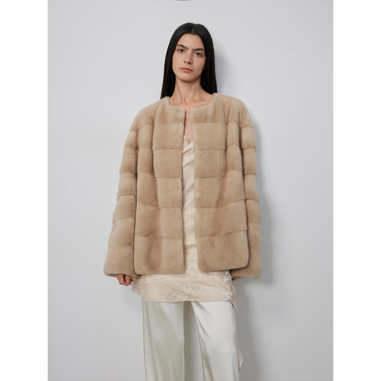 Vintage Clock Velvet Mink Fur Coat Winter-2