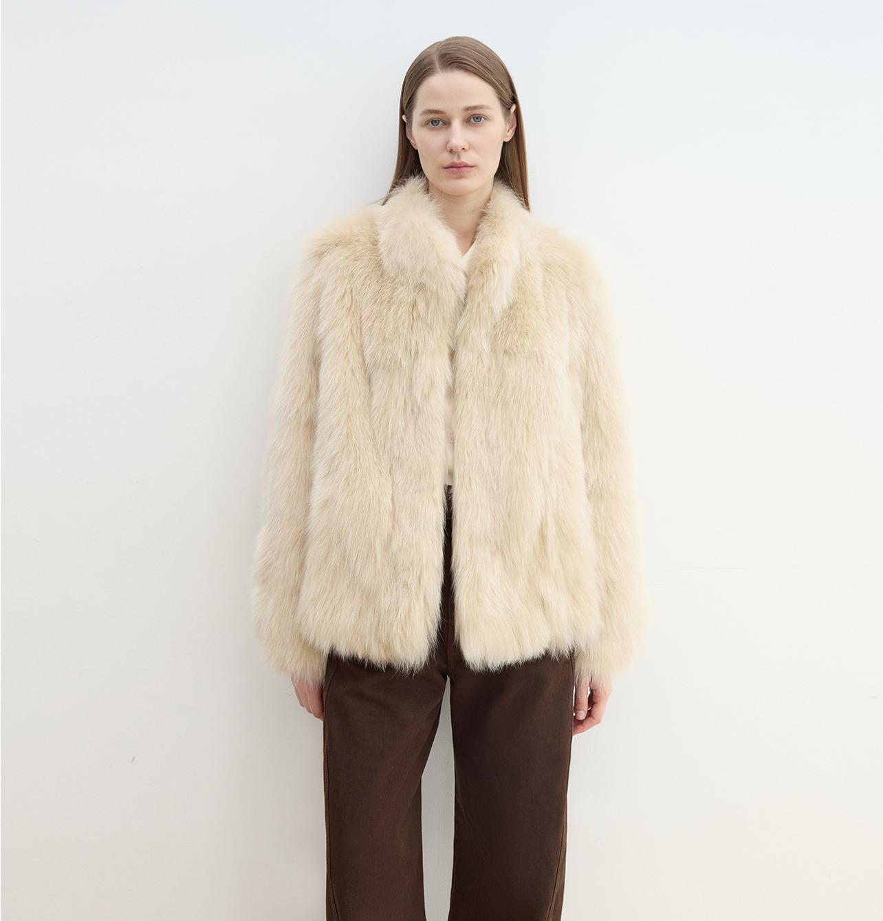 "Long Nocturne" imported fox fur retro short coat for women-4