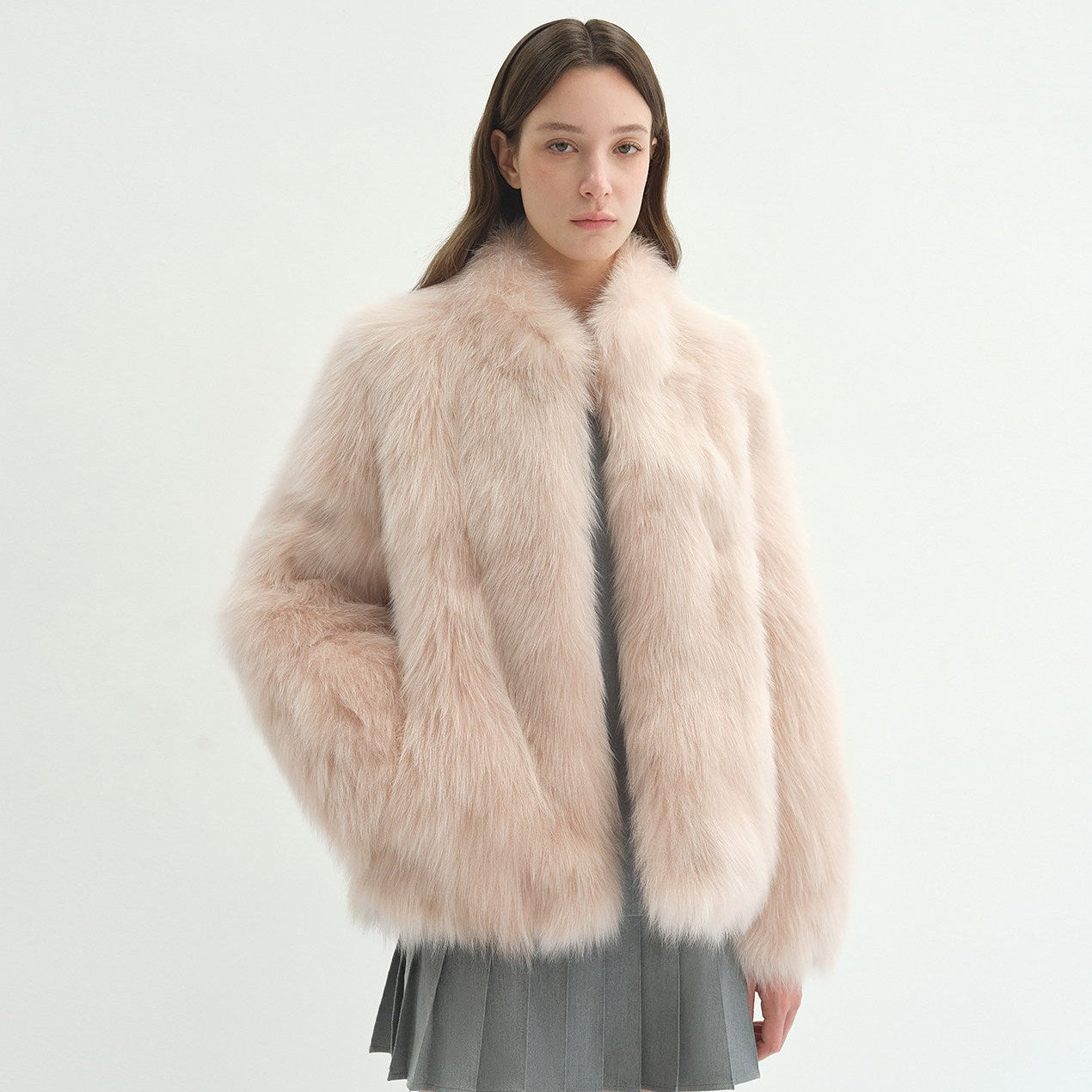 "Long Nocturne" imported fox fur retro short coat for women-5