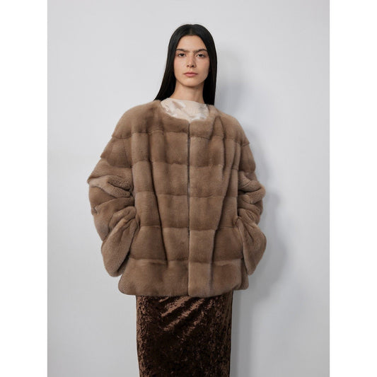 Fireladyfur Women's Purple Label Mink Coat | Horizontal Spine Tailoring | Mink Fur Outerwear“Legacy Mink”-10