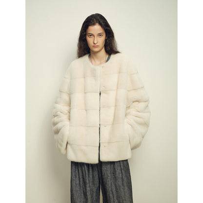 Fireladyfur Women's Purple Label Mink Coat | Horizontal Spine Tailoring | Mink Fur Outerwear“Legacy Mink”-11