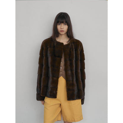 Fireladyfur Women's Purple Label Mink Coat | Horizontal Spine Tailoring | Mink Fur Outerwear“Legacy Mink”-12