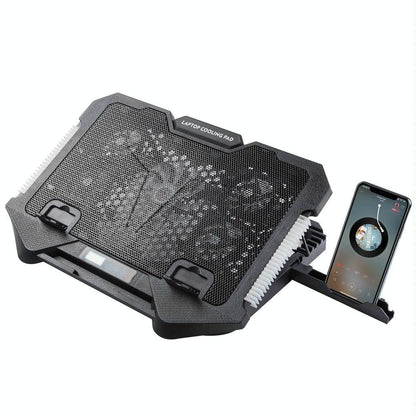NNEIDS 5-Fan Laptop Cooling Pad With Adjustable Stand And Phone Holder-4