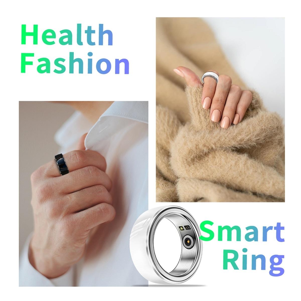 NNEIDS Smart Ring With Heart Rate Blood Oxygen Sleep & Sports Modes - Black Size 22-2