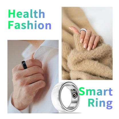 NNEIDS Smart Ring With Heart Rate Blood Oxygen Sleep & Sports Modes - Black Size 22-2