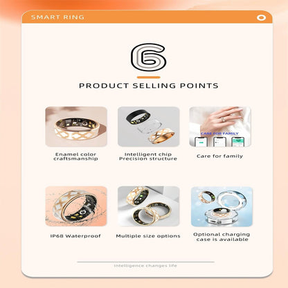 NNEIDS Smart Ring With Heart Rate Blood Oxygen Sleep Monitoring - Rose Gold Size 10-3