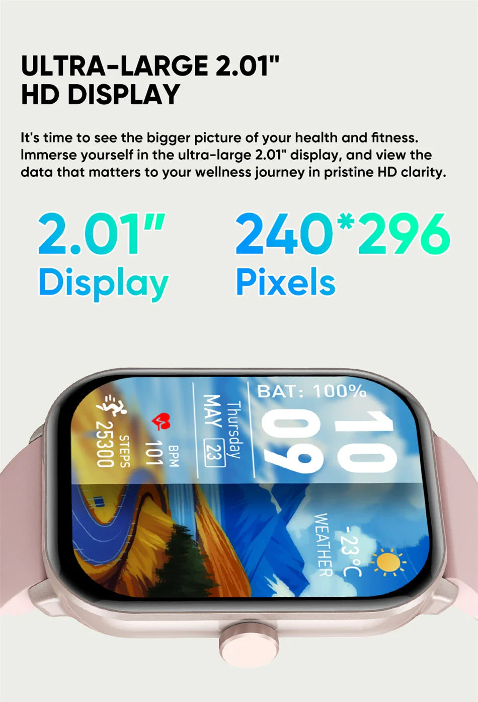 NNEOBA HD Smartwatch Sports Watch Pink-4