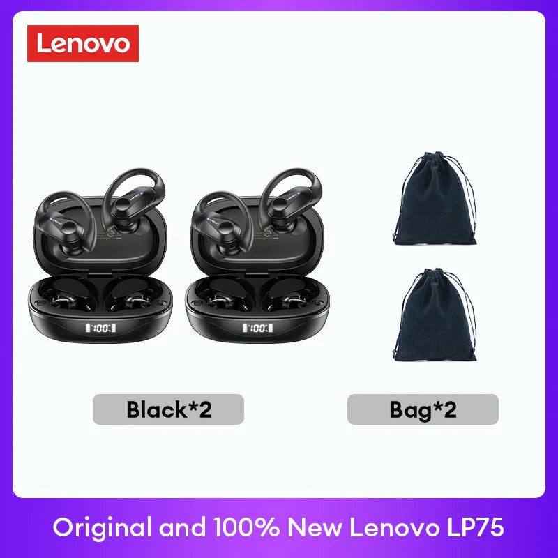 Original Lenovo LP75 TWS Bluetooth V5.3 Headphones Wireless LED Digital Display Earphones Noise Reduction Waterproof Headset New-5