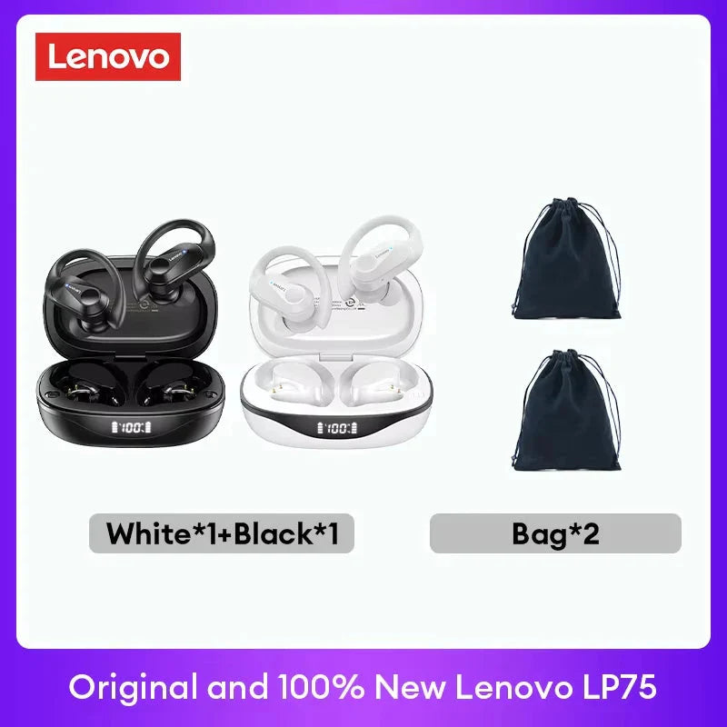 Original Lenovo LP75 TWS Bluetooth V5.3 Headphones Wireless LED Digital Display Earphones Noise Reduction Waterproof Headset New-7