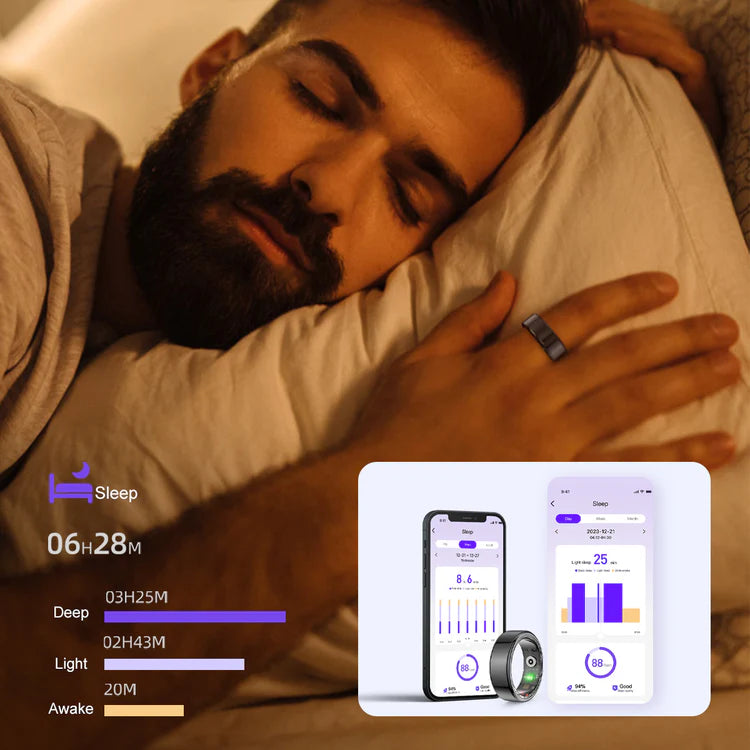 Titanium Steel Smart Ring with Health Monitoring, IP68 Waterproof, and Multi-sport Modes