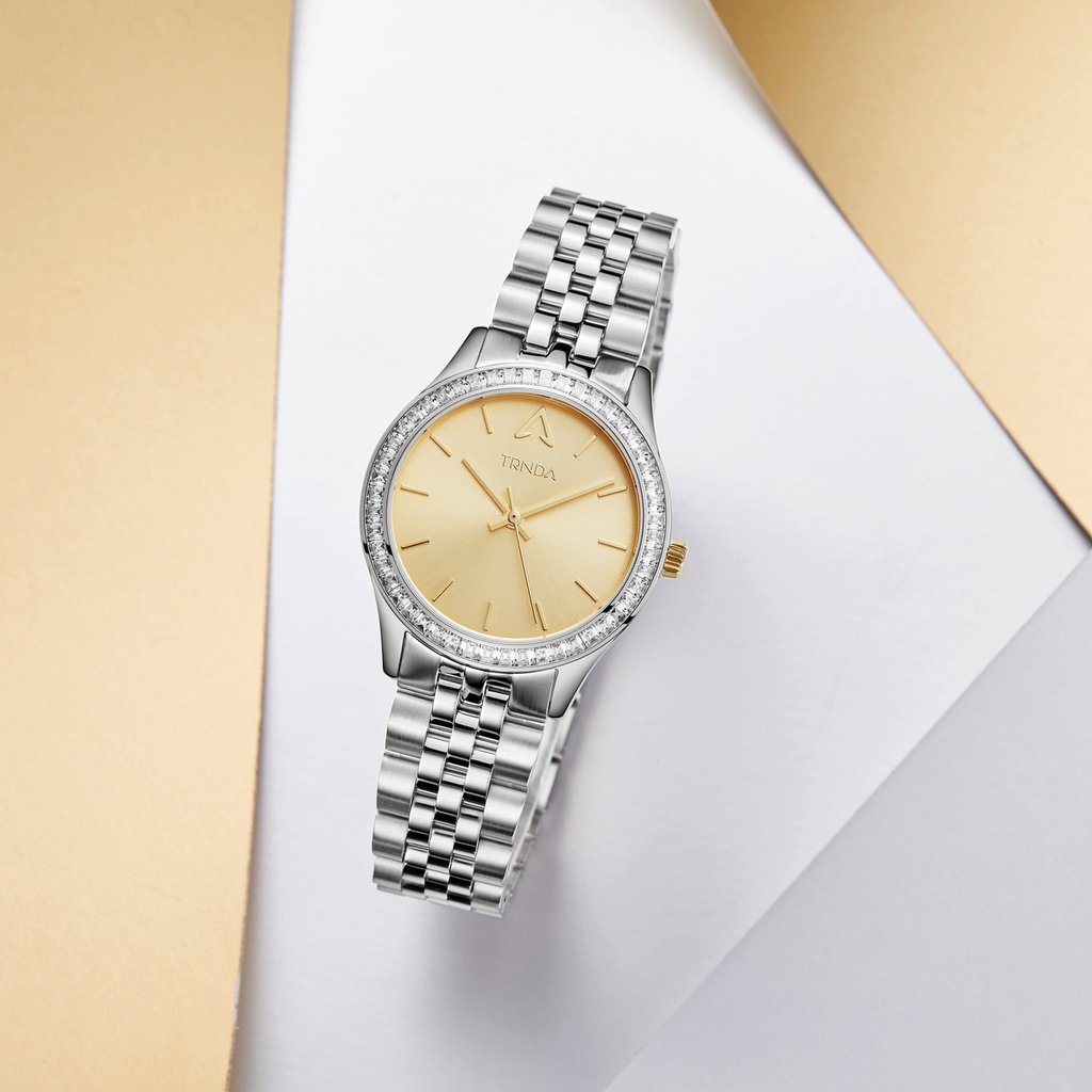 Trnda Women's Stainless Steel Watch, Gold Dial | Trnda032sil-4