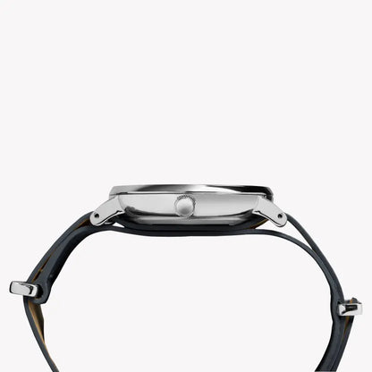 Timex Unisex Gray Leather Watch, White Dial | Tw2p91300-1