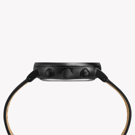 Timex Men's Black Leather Watch, Black Dial | Tw2r26800-1