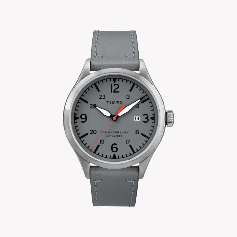 Timex Unisex Gray Leather Watch, Gray Dial | Tw2r71000-0