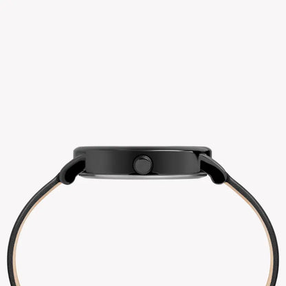 Timex Women's Black Leather Watch, Black Dial | Tw2r93000-1