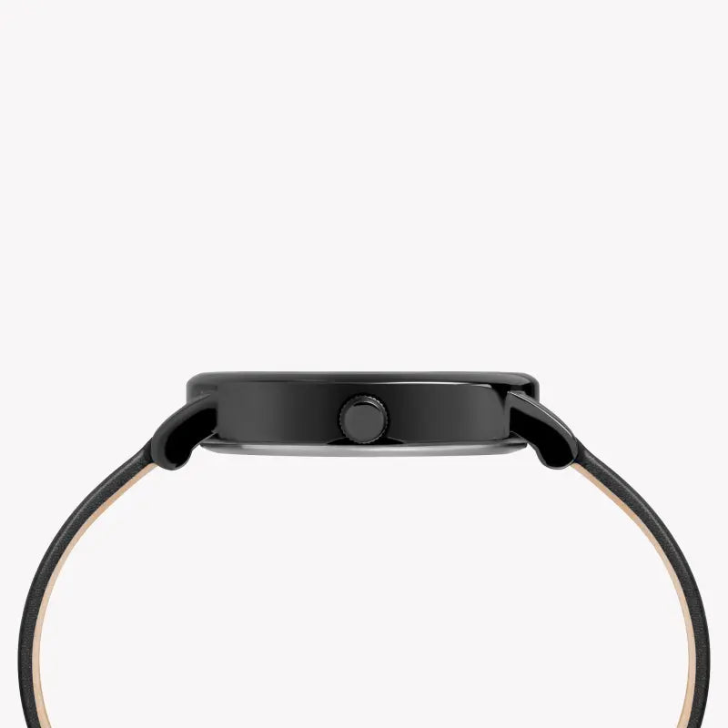 Timex Women's Black Leather Watch, Black Dial | Tw2r95100-1