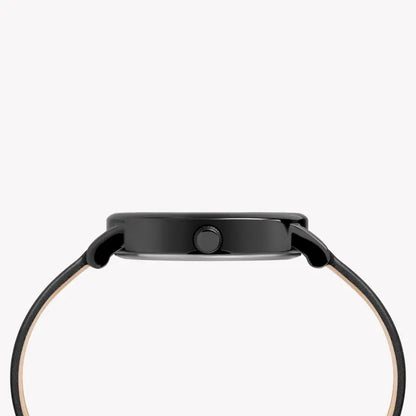 Timex Women's Black Leather Watch, Black Dial | Tw2r95100-1