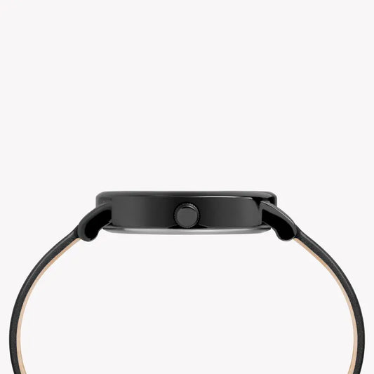 Timex Women's Black Leather Watch, Black Dial | Tw2r95100-1