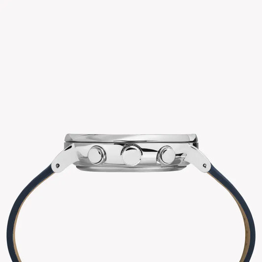 Timex Men's Blue Leather Watch, Silver Dial | Tw2r97700-1