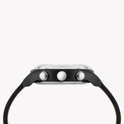 Timex Men's Black Leather Watch, Black Dial | Tw2t29500-1