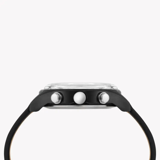 Timex Men's Black Leather Watch, Black Dial | Tw2t29500-1