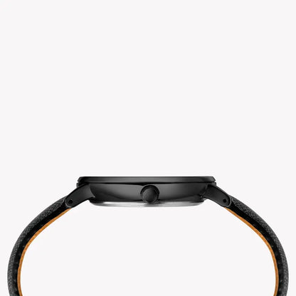 Timex Men's Black Leather Watch, Black Dial | Tw2t34900-1