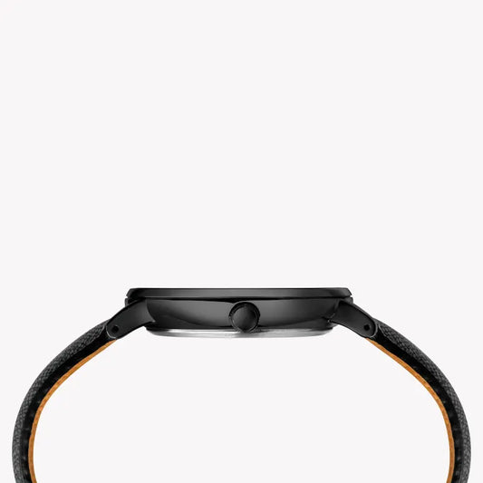 Timex Men's Black Leather Watch, Black Dial | Tw2t34900-1