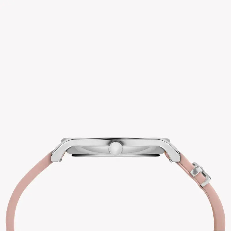 Timex Women's Pink Leather Watch, White Dial | Tw2t47900-1