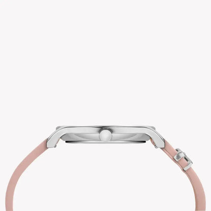 Timex Women's Pink Leather Watch, White Dial | Tw2t47900-1