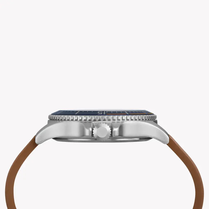 Timex Men's Tan Leather Watch, Blue Dial | Tw4b15000-1